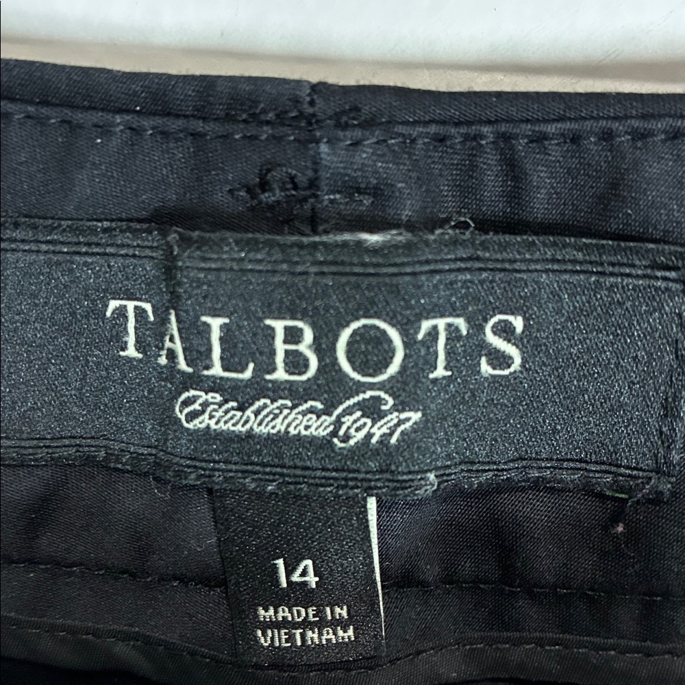 Talbots Signature Black Career Trousers Size 14 Straight Leg Work Pants - Picture 3 of 11